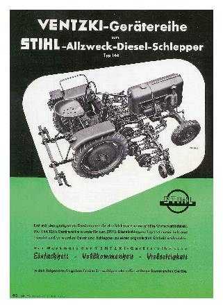 Ventzki-Gerätereihe zum Stihl-Allzweck-Diesel-Schlepper Typ 144