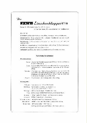 Fahr Einachsschlepper KT 10